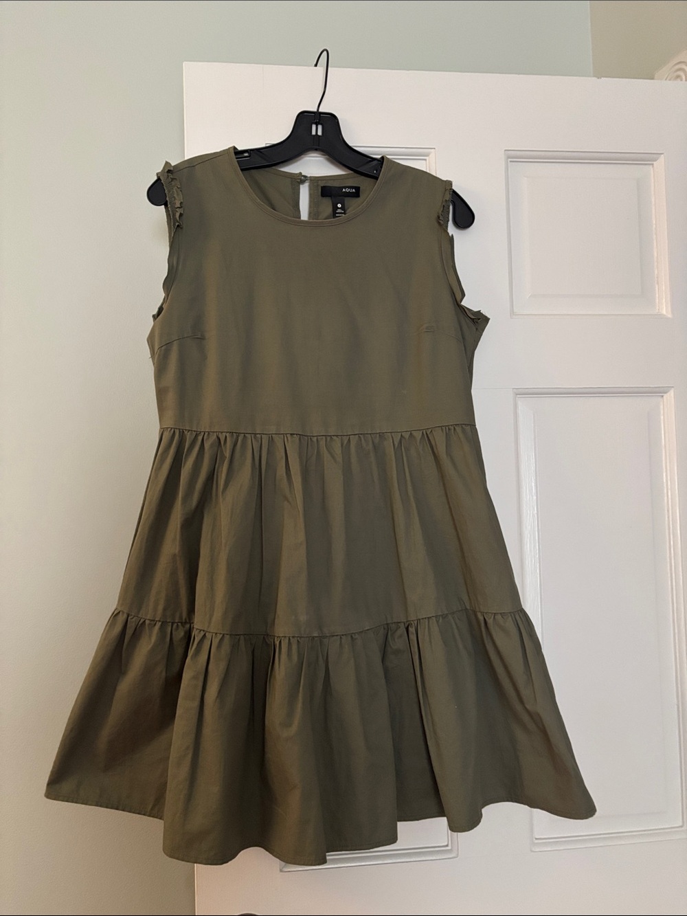 Aqua Olive Green Sleeveless Tiered Dress
